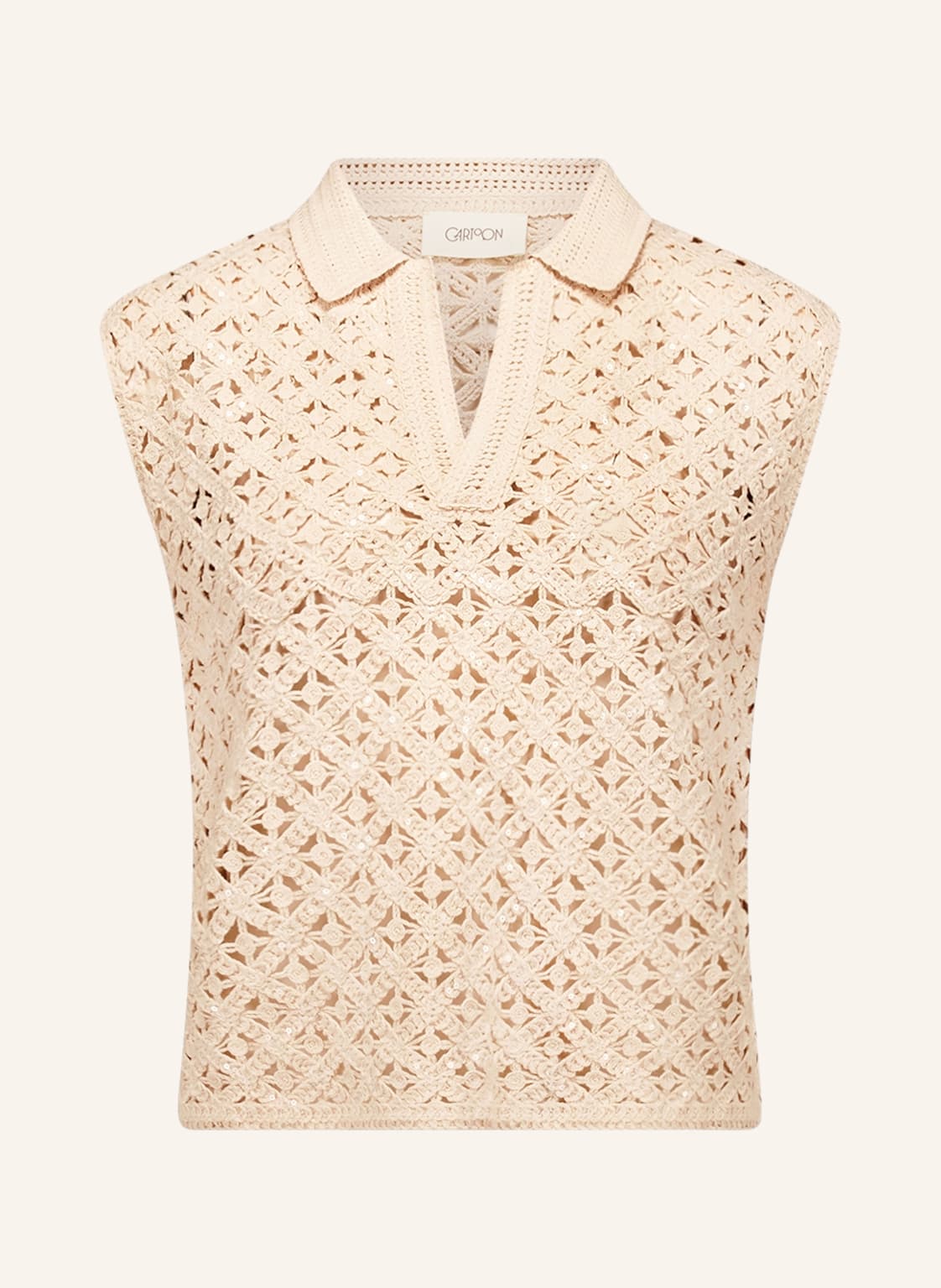 Cartoon Top Szydełkowany Z Cekinami beige