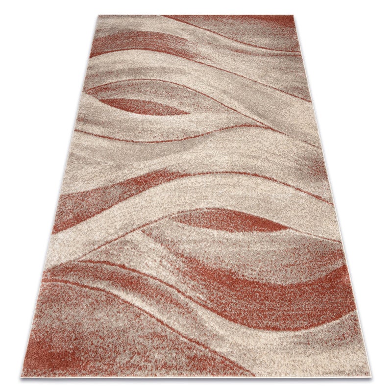 Dywan FUSION 1617 krem / terakota - Fale, nowoczesny, abstrakcyjny 240x330 cm