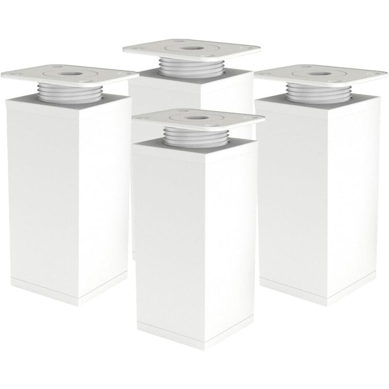 Noga meblowa - Regulowana noga do sofy - Regulowana noga meblowa - Zestaw 4 szt. - Kątowa 40 x 40 mm - Części zamienne z metalu - 120 mm, biała