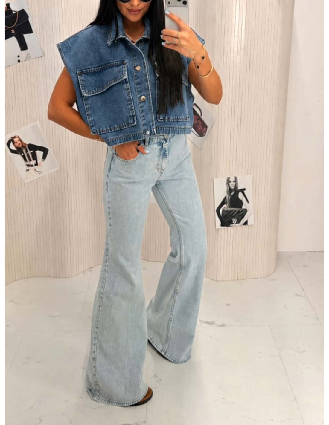 Spodnie jeansowe dzwony MEILY - jeans