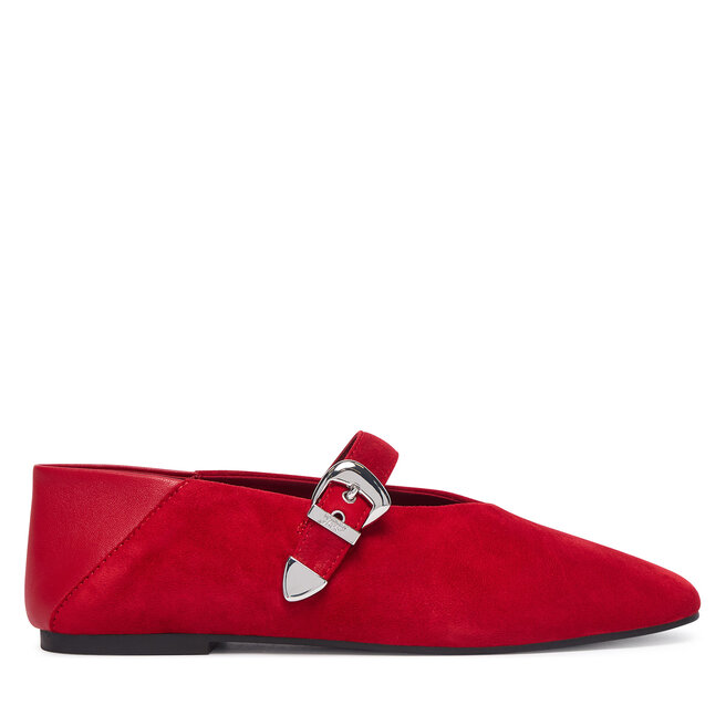 Baleriny Tommy Jeans Tjw Ballerina Suede EN0EN03067 Czerwony