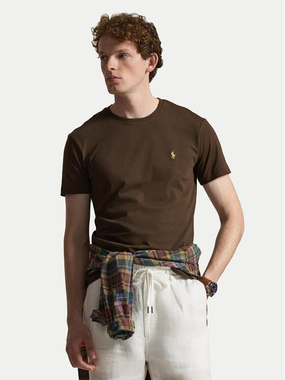 Polo Ralph Lauren T-Shirt 710671438533 Brązowy ciemny Custom Slim Fit