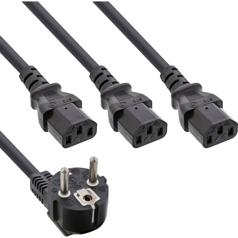 InLine B-16657G kabel zasilające Czarny 1 m Wtyczka zasilająca typu F Łącznik 3 x C13