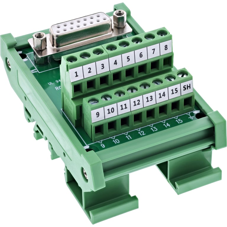 InLine 92502C wtyczka Terminal block / D-Sub 15 Zielony