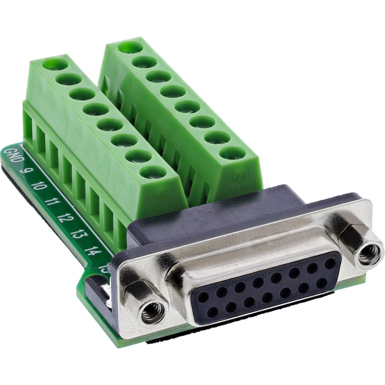 InLine 92502A wtyczka Terminal block / D-Sub 15 Czarny, Zielony
