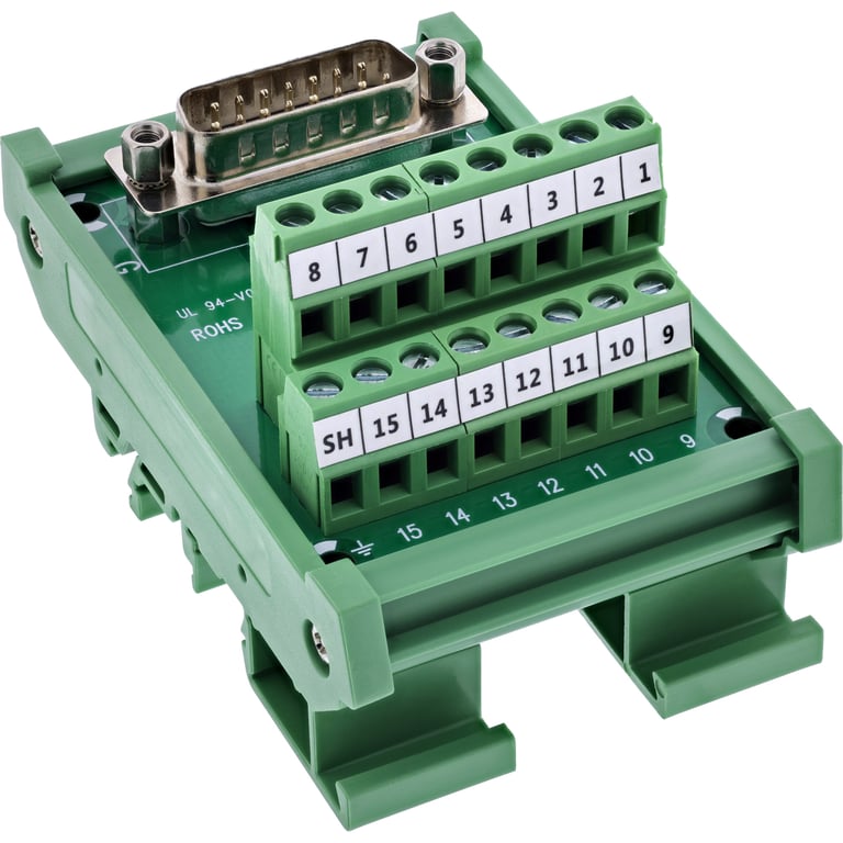 InLine 92502D wtyczka Terminal block / D-Sub 15 Zielony