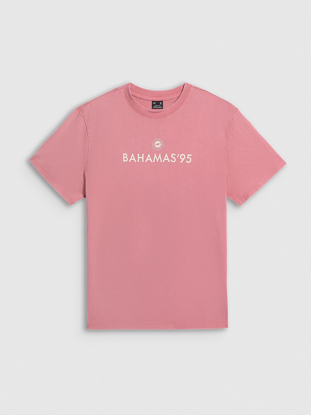 4F T-shirt loose z nadrukiem damski - różowy M