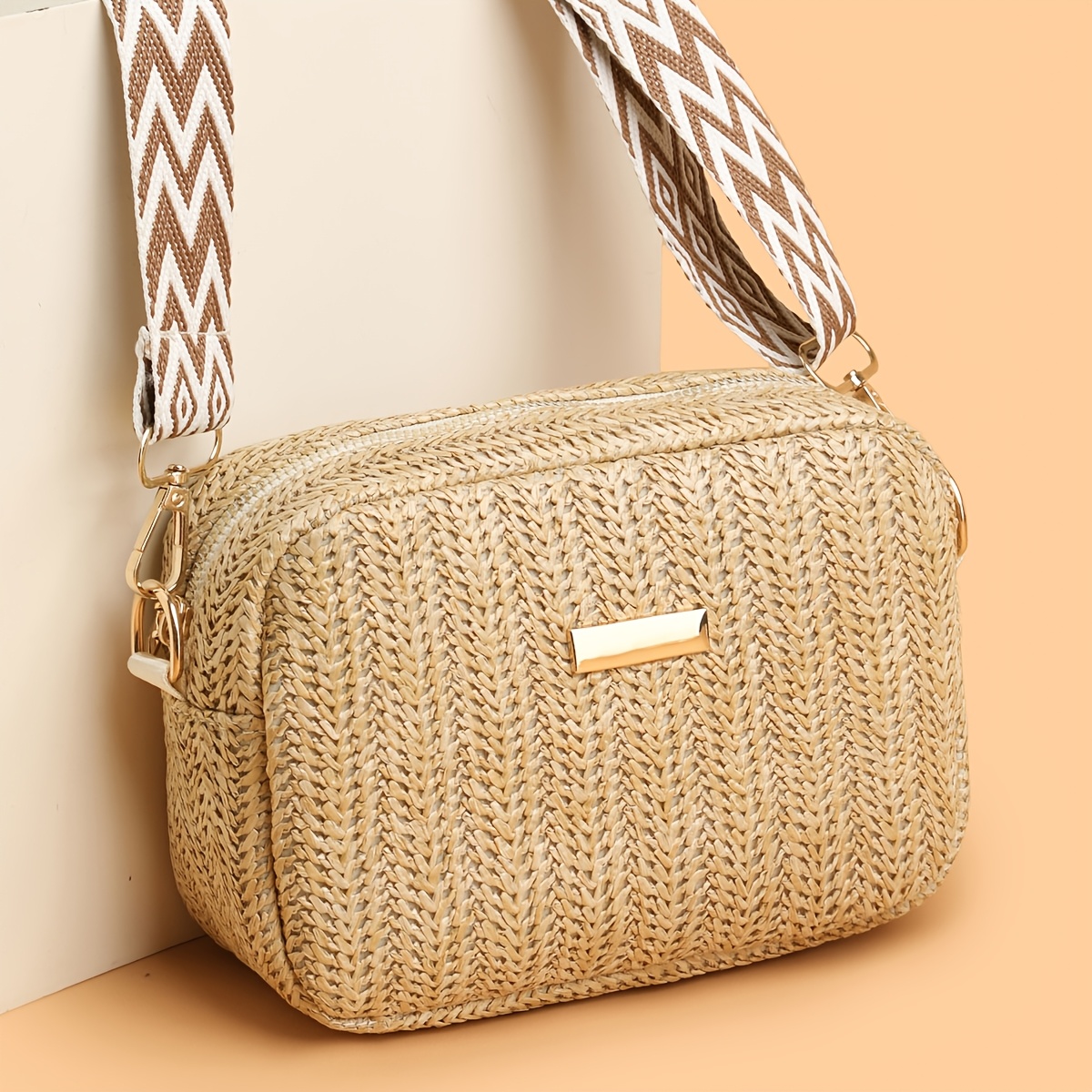 TEMU [] Damska Torba na Ramię w Stylu Dopaminowym z Blokami Kolorów, Modna Elegancka Torba Crossbody z Odpinanym Paskiem, Modna Codzienna Uniwersalna