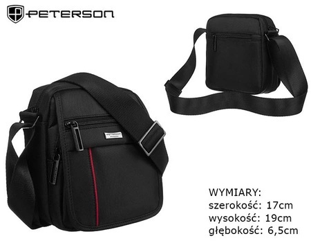 Elegancka Torba/Saszetka Średnia Na Ramię Peterson PTN 73201 CZARNY 19 x 17 x 6,5 [cm]