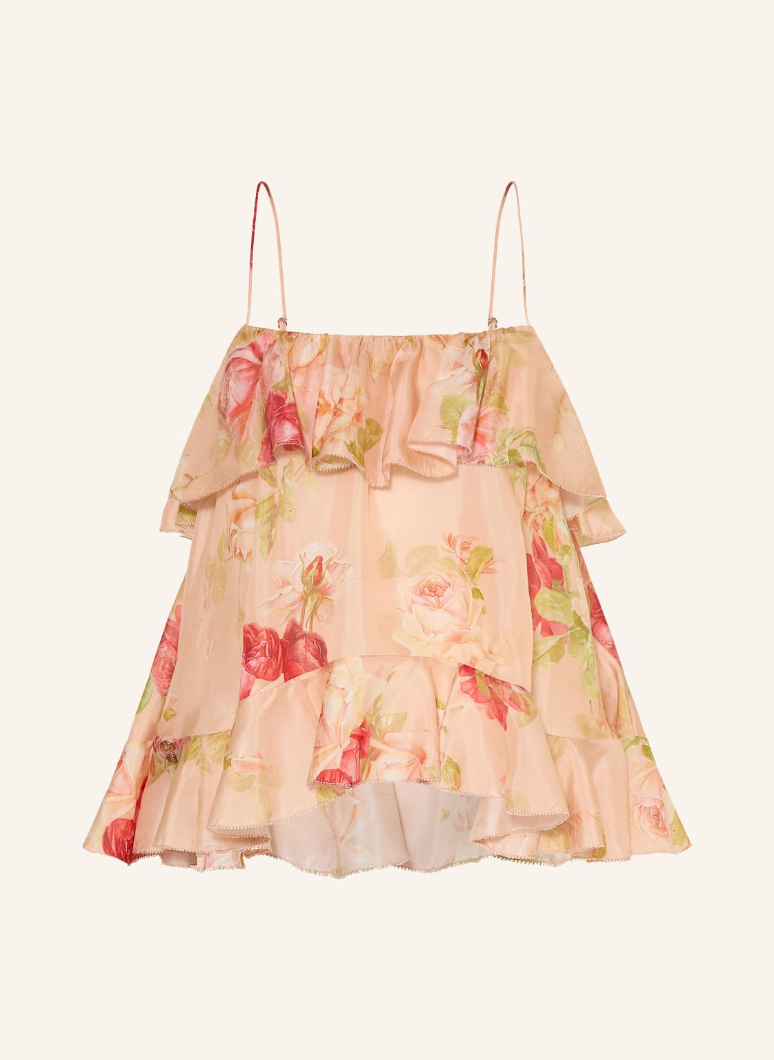 Zimmermann Jedwabny Top Roselight Z Falbanami I Volanami rosa