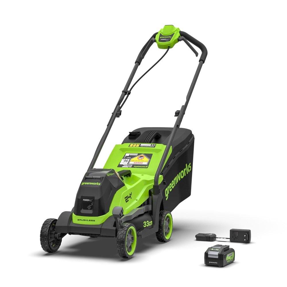 Greenworks 24V kosiarka 33 cm MO24L411-01 zestaw ładowarka + aku 4 Ah