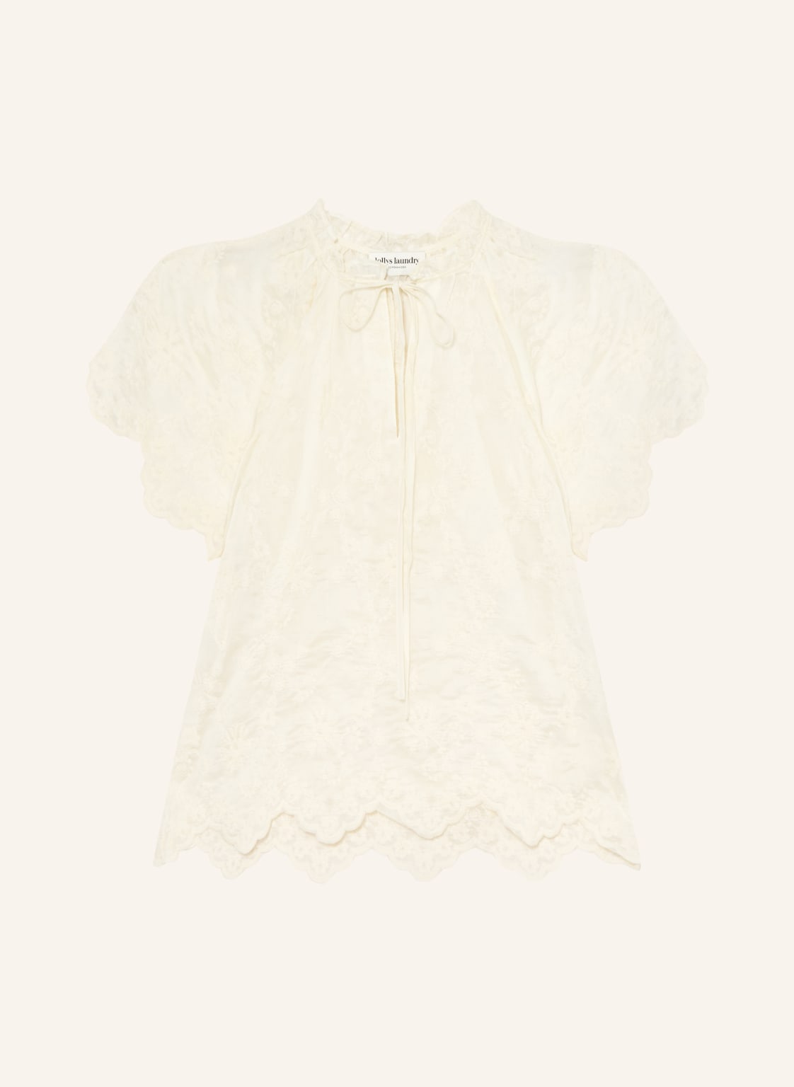 Lollys Laundry Bluzka Kalill Z Falbankami beige