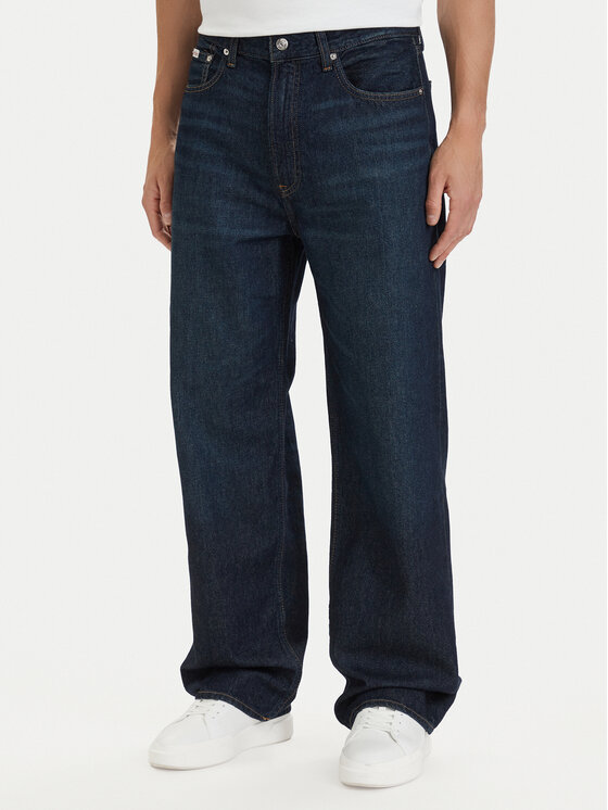 Calvin Klein Jeansy LV04RG785G Granatowy Baggy Fit