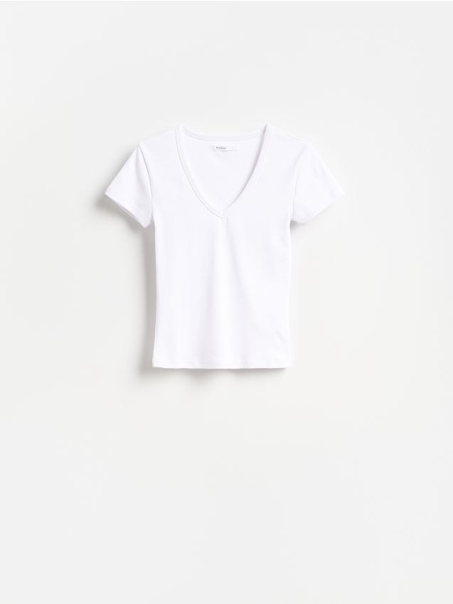 Reserved - T-shirt z bawełną - biały