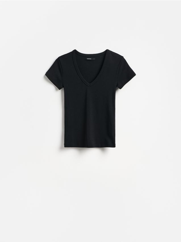 Reserved - T-shirt z bawełną - czarny