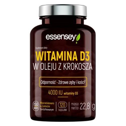 Essensey Witamina D3 w oleju z krokosza 4000 IU, 120 kaps.