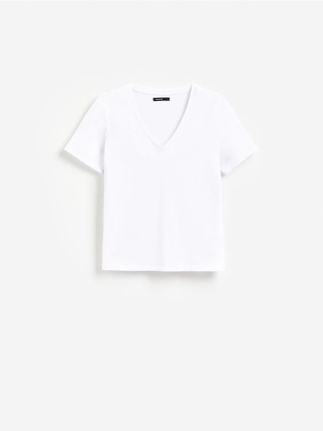 Reserved - Bawełniany t-shirt - biały