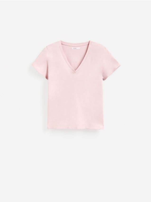 Reserved - Bawełniany t-shirt - pastelowy róż