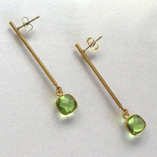Eleganckie kolczyki pozłacane Peridot