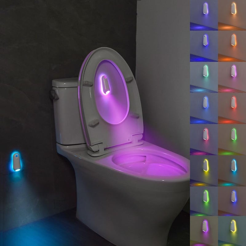 Lampa LED do toalety, 16 kolorów, lampa do toalety z czujnikiem ruchu, wodoodporna i ładowalna, lampka nocna do łazienki i toalety