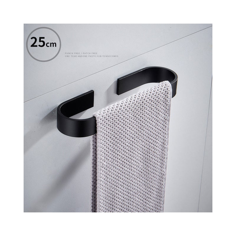 Wieszak na ręczniki 25 cm bez wiercenia, wieszak łazienkowy, czarny, srebrny, aluminium, montowany na ścianie, uchwyt na ręczniki kuchenne, organizato