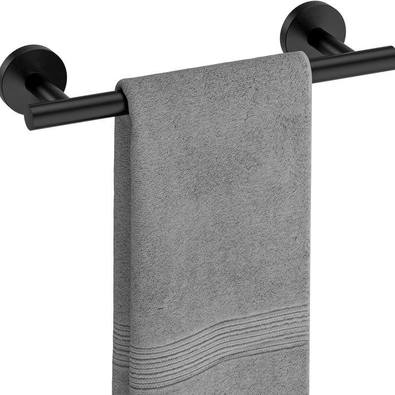 Wieszak na ręczniki, stalowy wieszak na ręczniki, idealny do łazienki lub kuchni (30 cm, czarny)