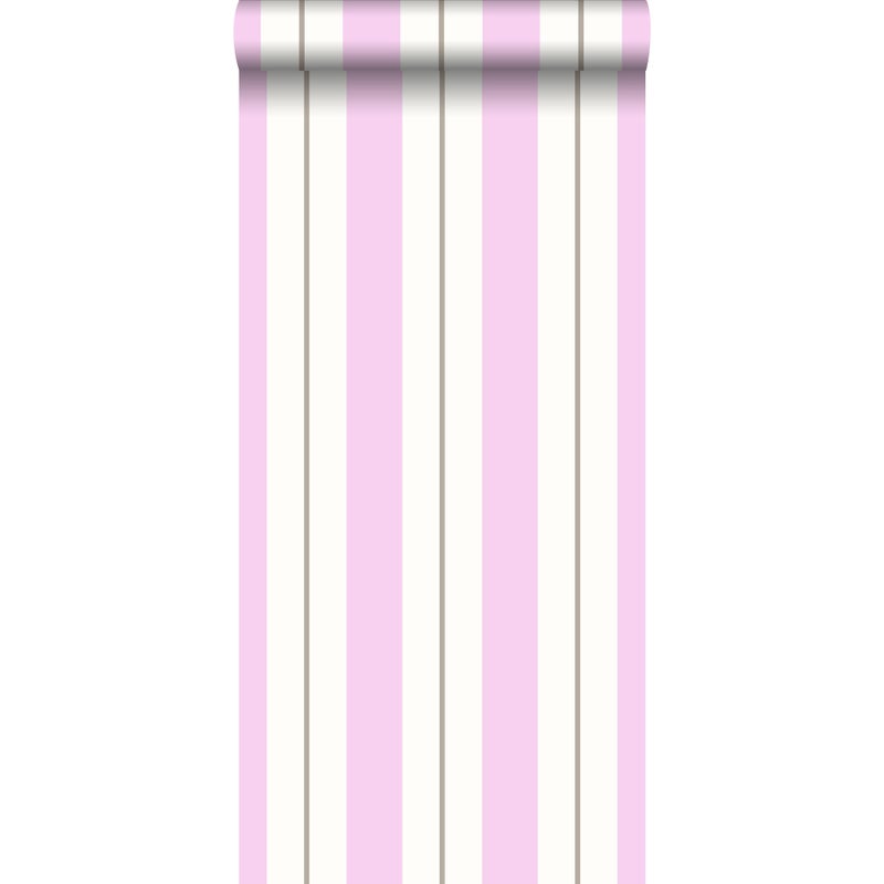 Tapeta paski różowymIbrązowym - 53 cm x 10.05 m - ESTAHOME