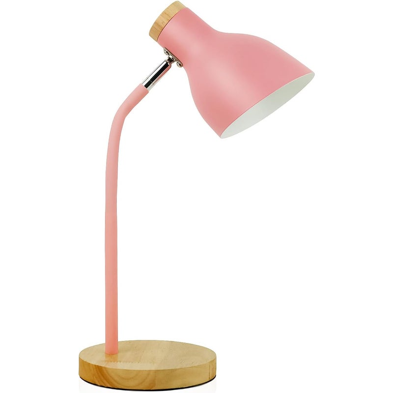 Regulowana, przesuwana metalowa lampa stołowa dla dzieci – Sypialnia, salon, pokój do czytania – Gniazdo E27 (różowe) [Klasa energetyczna E]