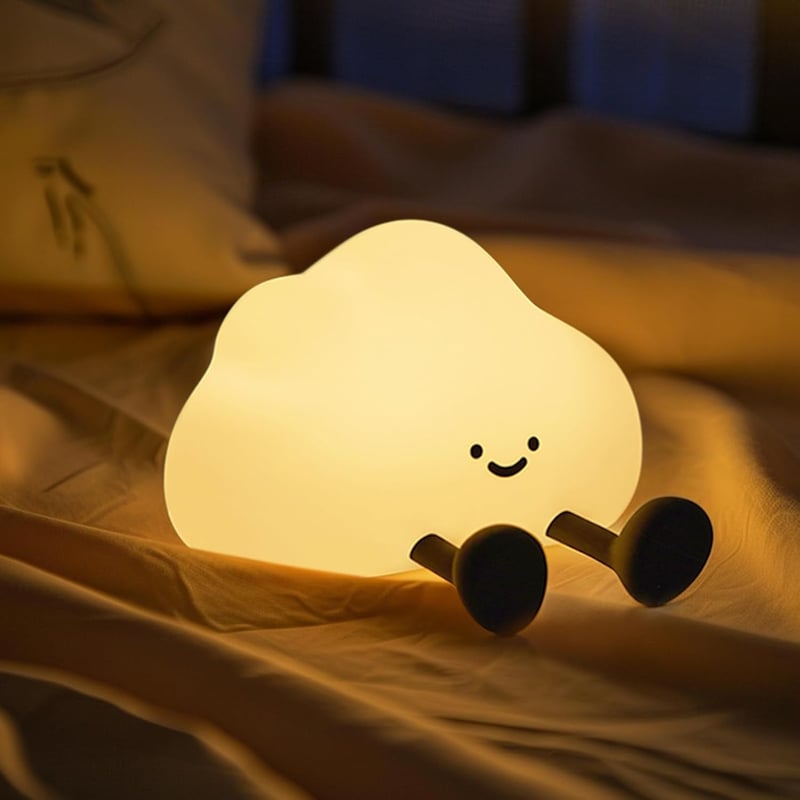 Silikonowa lampka nocna w kształcie chmurki, ściemnialna lampka LED z funkcją dotyku, lampka nocna ładowana przez USB, miękka lampka do pokoju dziecię