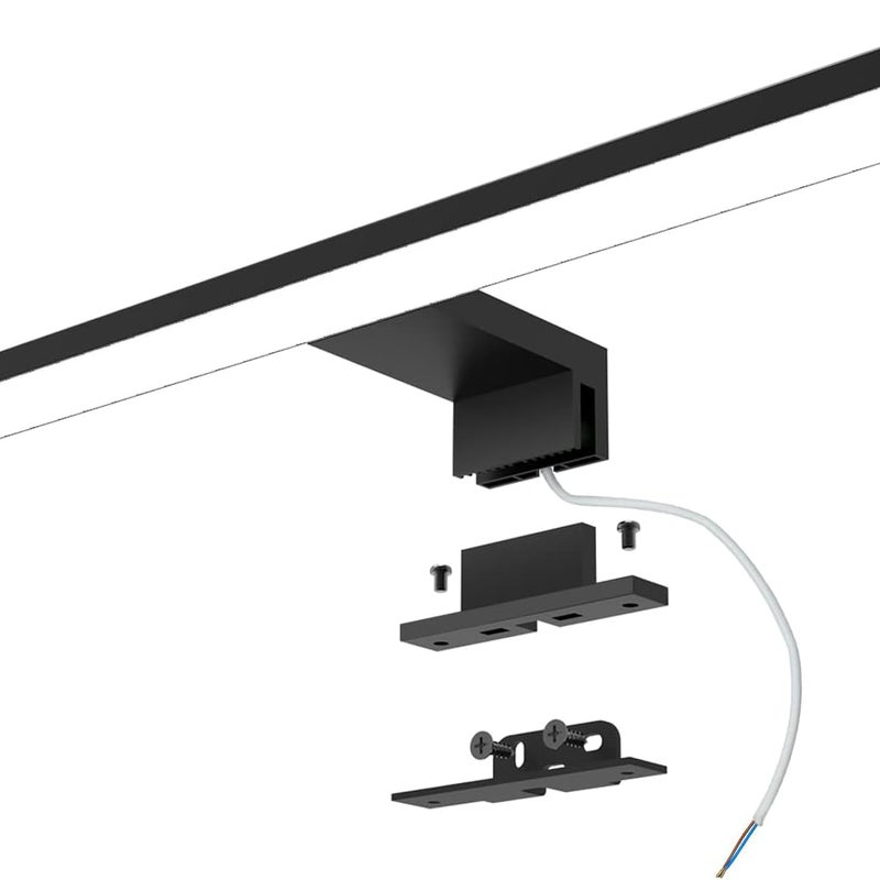 Czarny kinkiet LED do lustra łazienkowego, 30 cm, 6 W, światło neutralne, 4000 K, ultracienki, mocowany na klipsie/na toaletce/na ścianie