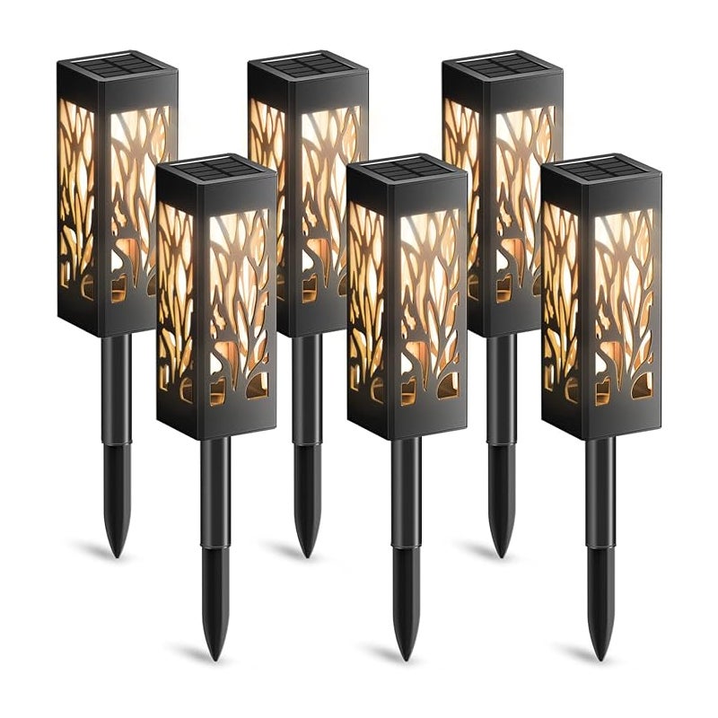 Lampy ogrodowe solarne, 6 sztuk, lampy ogrodowe solarne z ciepłym, białym światłem, wodoodporna lampa ogrodowa IP65, automatyczne włączanie/wyłączanie