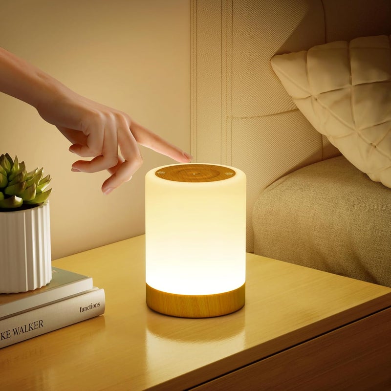 Dotykowa lampka nocna regulowana jasność, 5 trybów & 256 kolorów RGB, ładowana USB, bezprzewodowa do sypialni