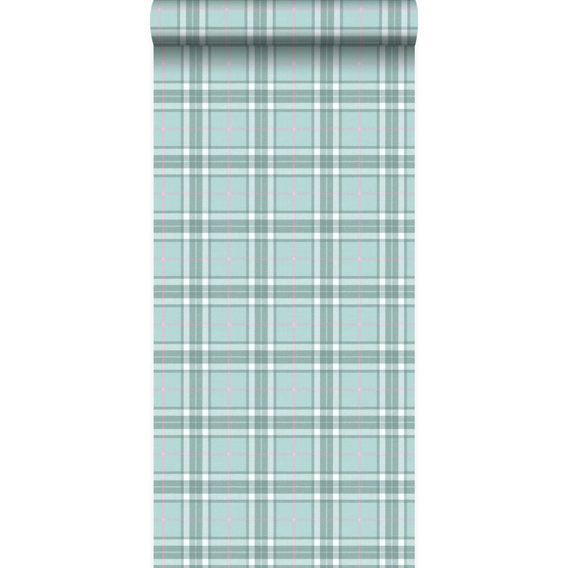Tapeta flizelinowa z ekoteksturą diamenty seledynowym - 53 cm x 10.05 m - ORIGIN
