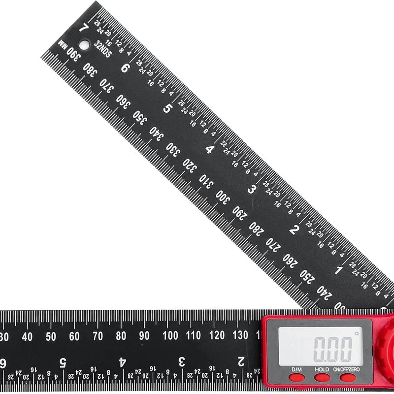 Cyfrowy kątomierz 360 stopni z podwójną skalą, linijka kątowa 200 mm z wyświetlaczem LCD i funkcją blokady, kątomierz do zastosowań inżynieryjnych, st