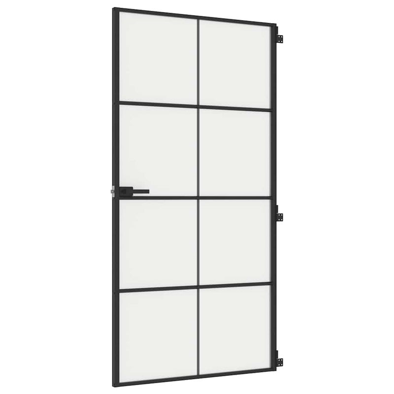 Czarne aluminiowe drzwi wewnętrzne ze szkłem hartowanym, smukłe i nowoczesne, wytrzymałe i zapewniające prywatność, 102,5 x 201,5 cm