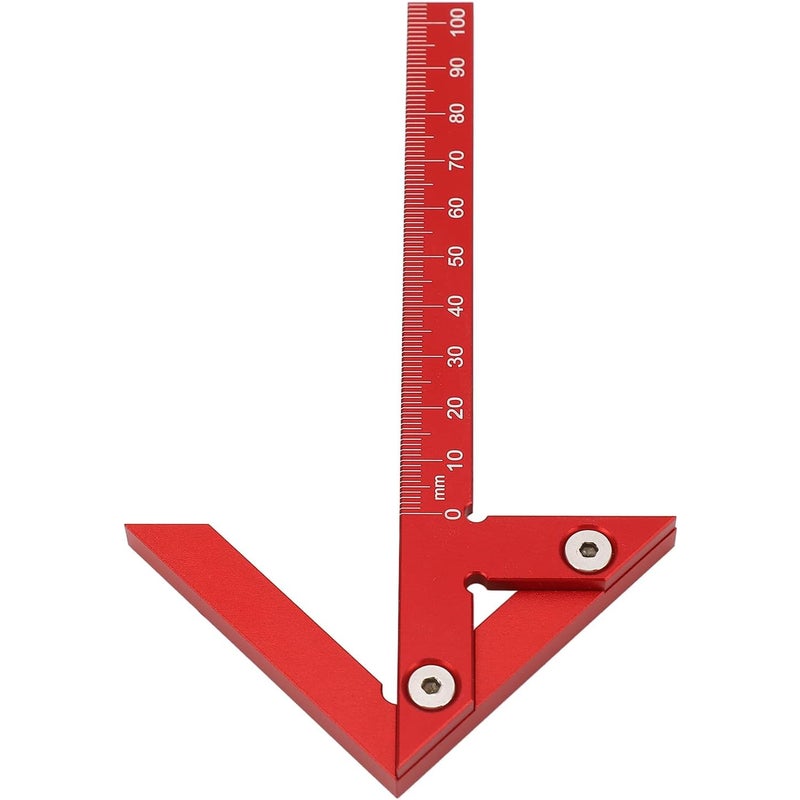Linijka środkowa 105 mm 45° 90° Linijka ciesielska ze stopu aluminium, narzędzie pomiarowe do obróbki drewna