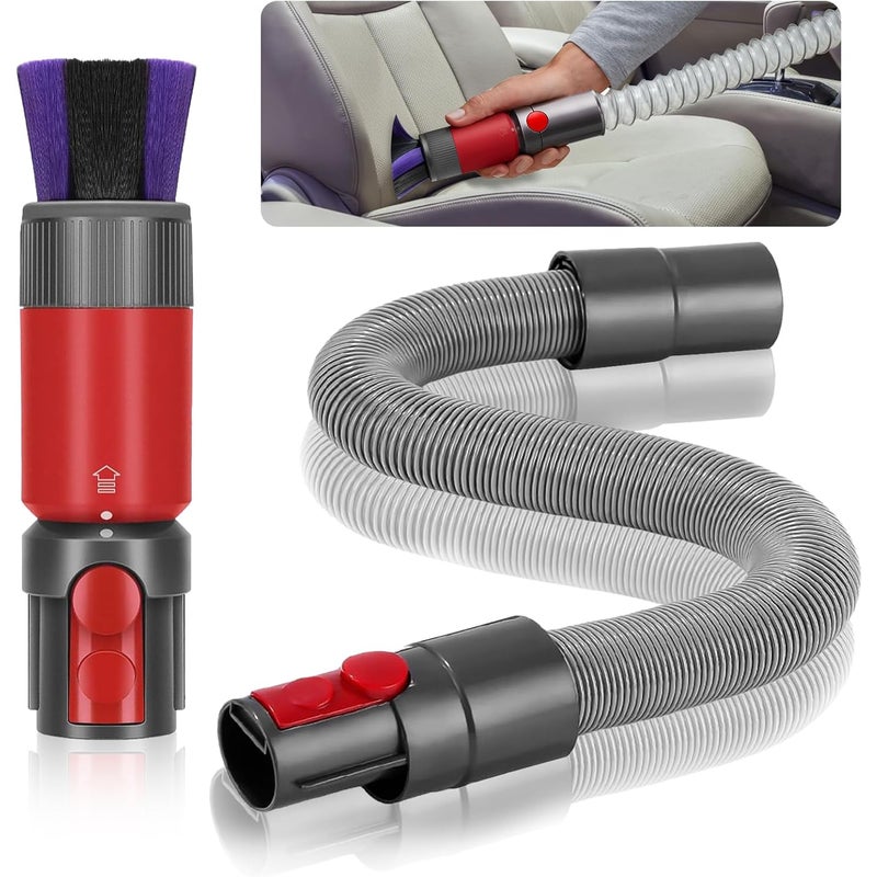 Zestaw 2 szczotek antypoślizgowych do odkurzaczy Dyson, do akcesoriów Dyson V7, V8, V10, V11 i V15, z elastycznym wężem przedłużającym, do uniwersalny