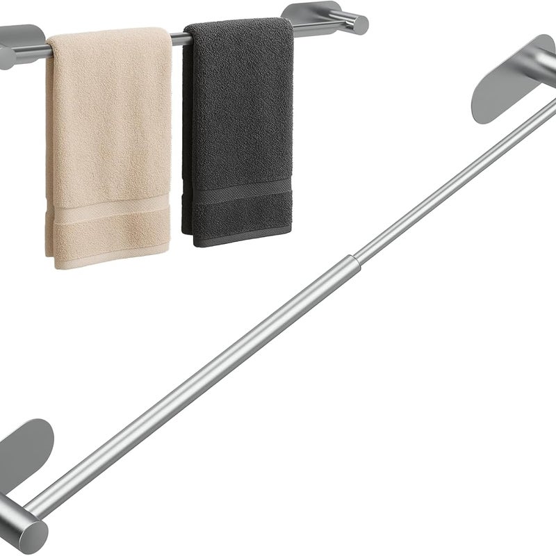 Wieszak na ręczniki bez wiercenia, uchwyt na ręczniki łazienkowe ze stali nierdzewnej, wysuwany z 43 cm do 65 cm, montowany na ścianie