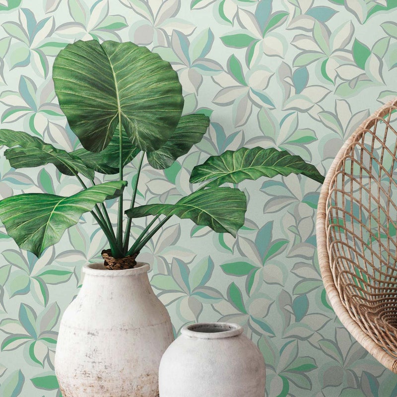 Tapeta w kwiaty w kolorze zielonym - 53 cm x 10,05 m - Livingwalls