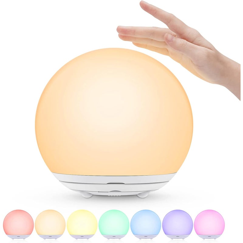 Lampka nocna dla dzieci, lampka nocna ładowana przez USB, lampka nocna dla niemowląt z regulowanym, ciepłym światłem i 7 kolorami, sterowanie dotykowe