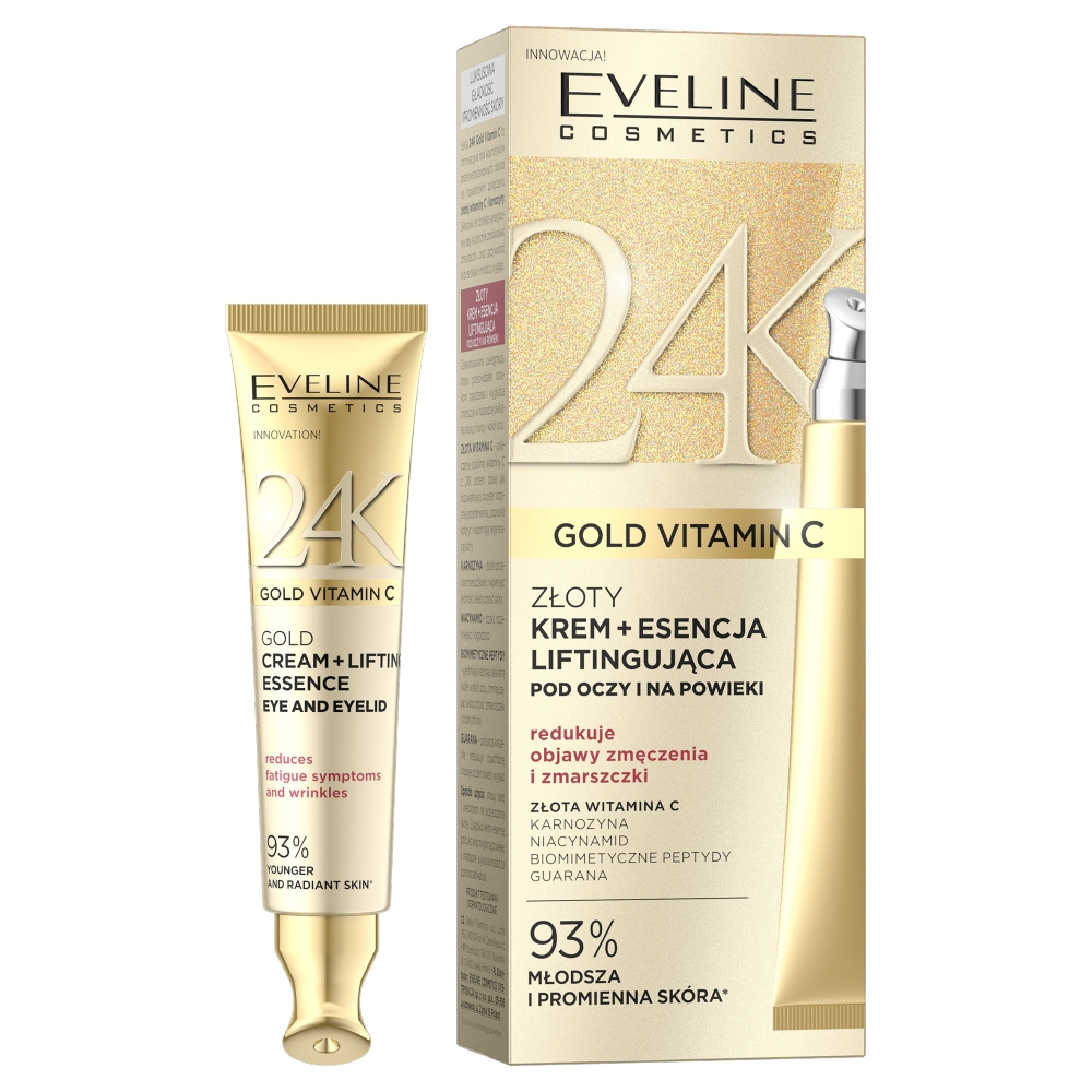 Eveline Cosmetics 24K Gold Vitamin C złoty krem + esencja liftingująca pod oczy i na powieki 15ml