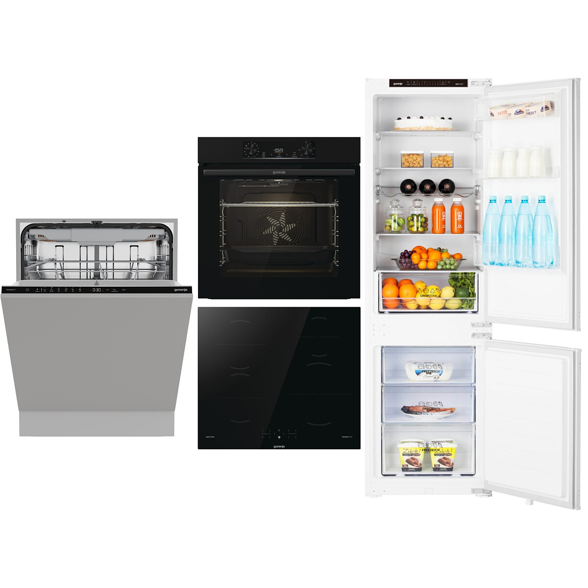 Zestaw AGD do zabudowy Gorenje Piekarnik elektryczny BOP6737E02BK + Płyta indukcyjna GI601FMC + Zmywarka GV643E61 + Lodówka NRKI418EP1