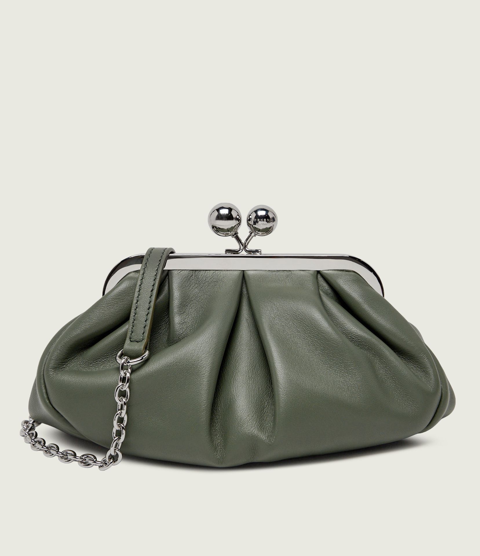 Weekend MaxMara Skórzana torebka na ramię PRATI Pasticcino