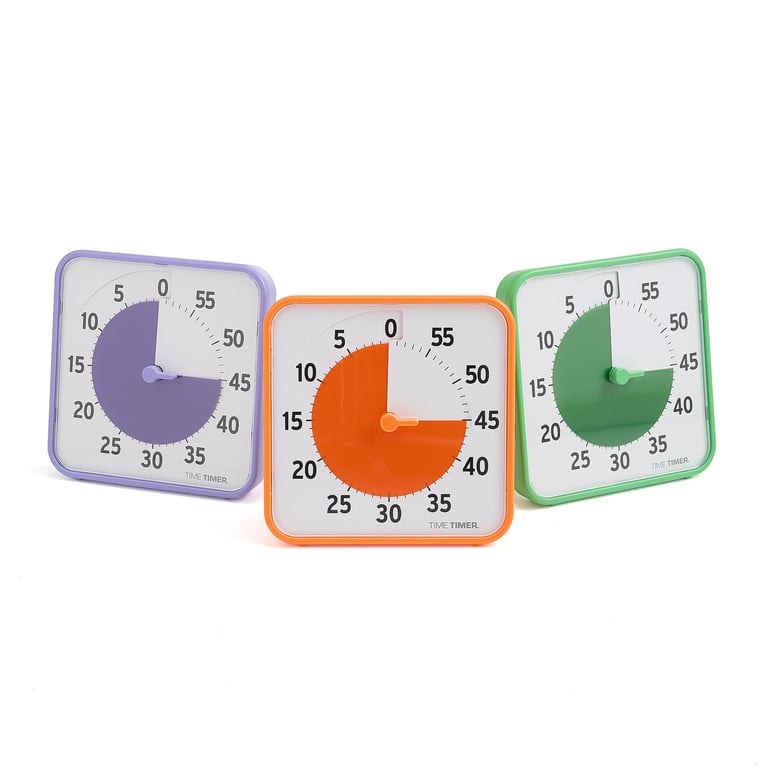 Minutnik TIME TIMER, 3 sztuki, średni, magnetyczny, pomarańczowy/zielony/fioletowy