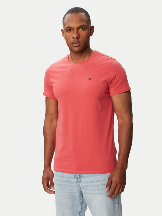 Tommy Jeans T-Shirt DM0DM04411 Czerwony Slim Fit