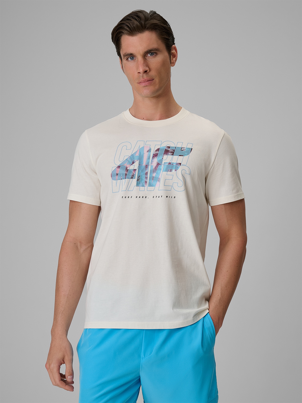 4F T-shirt regular z nadrukiem męski - biały XXL