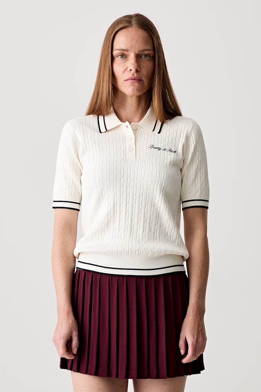 Sporty & Rich Signature Logo polo z wiskozą damskie