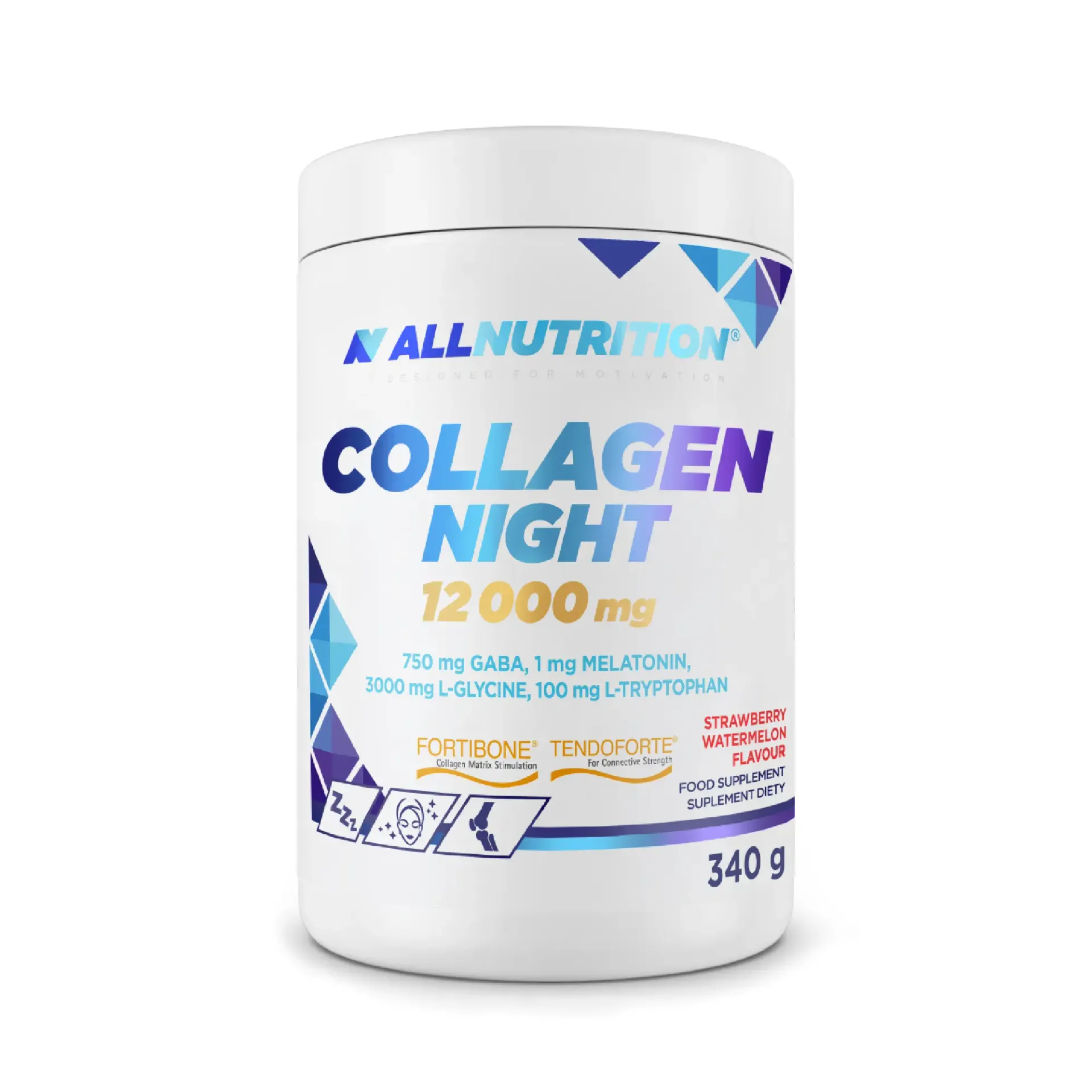 Allnutrition Collagen Night Strawberry Watermelon, proszek, 340 g