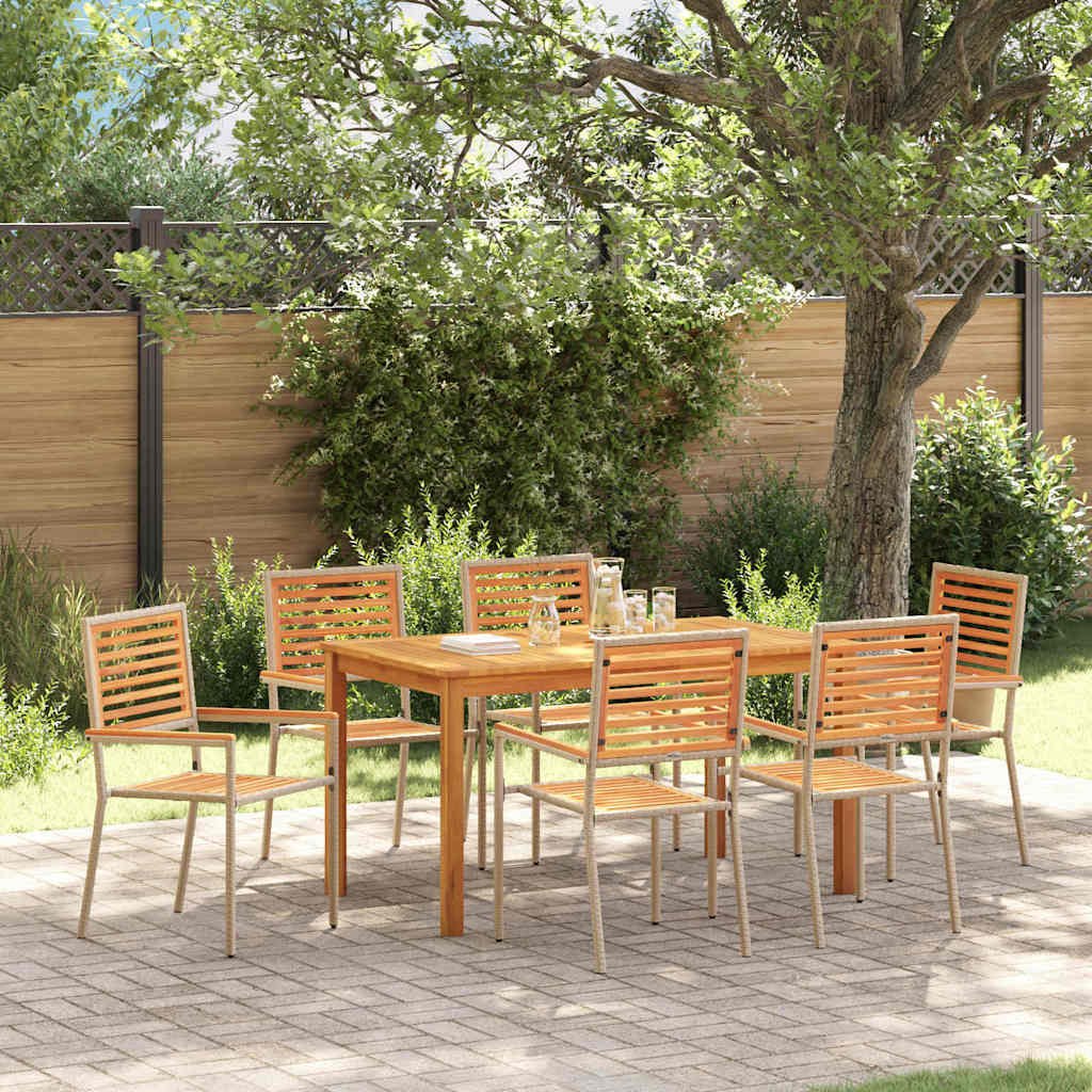 VidaXL Zestaw do jadalni w ogrodzie 7 pcs Beżowy Lite Drewno Akacji