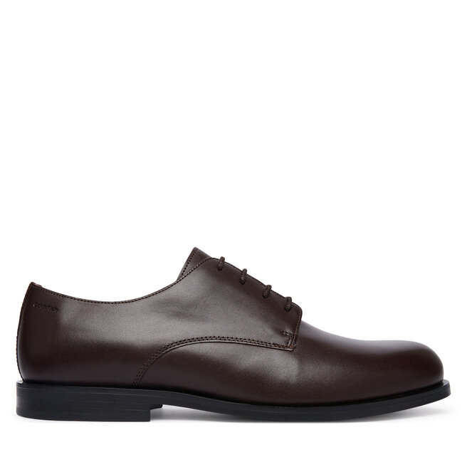 Półbuty Calvin Klein Ess Rubber Derby Lth HM0HM02056 Brązowy ciemny